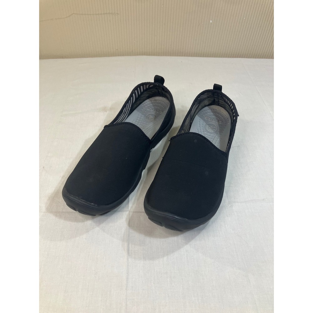 Crocs Black Canvas Slip On Loafers Lightweight Mesh Walking Shoes Mens 10